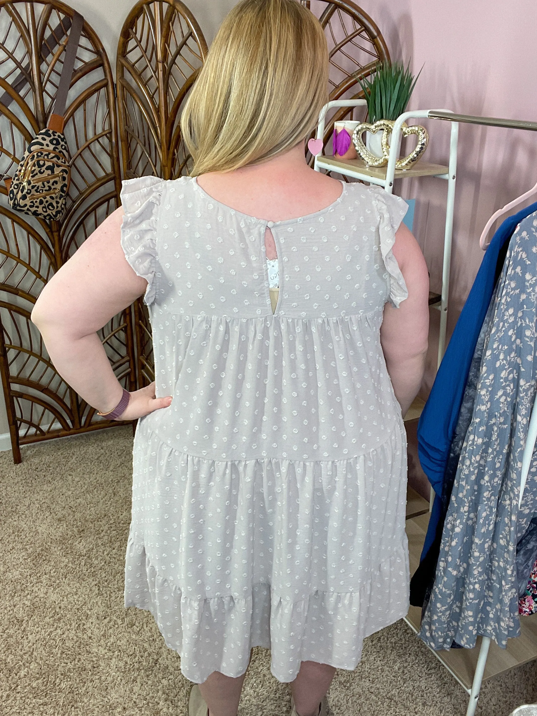 City Tours Swiss Dot Dress - Earl Grey