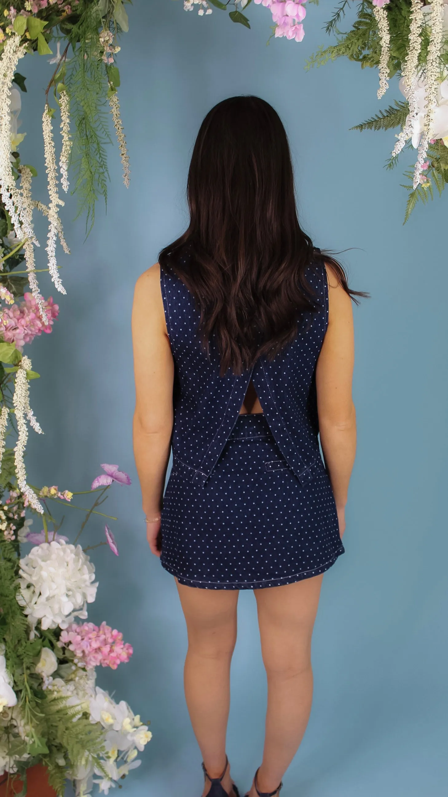 Clara Denim Polka Dot Top