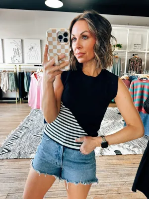 Colorblock Striped Sleeveless Sweater