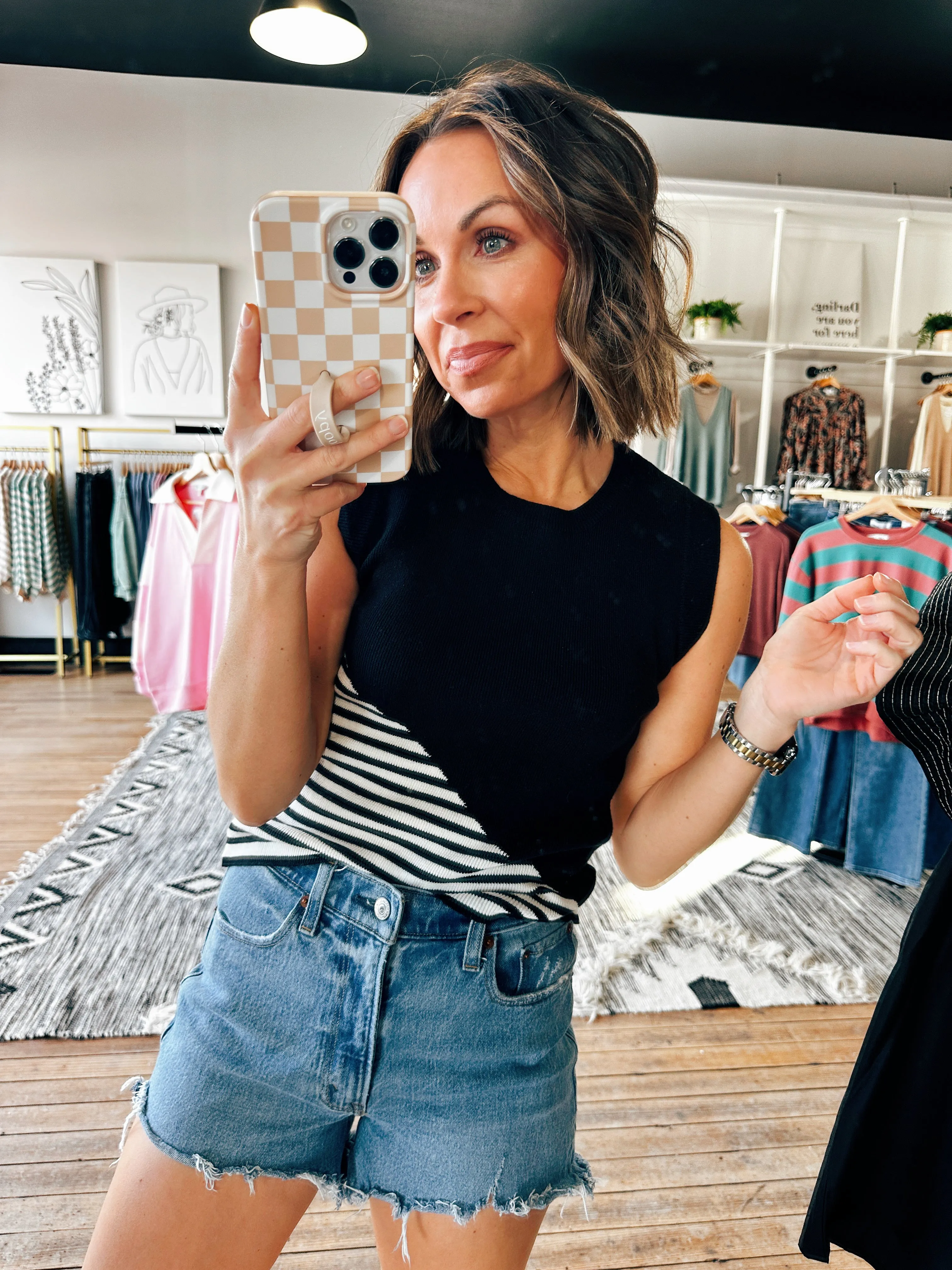 Colorblock Striped Sleeveless Sweater