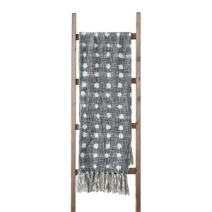 Cotton Slub Polka Dot Throw in Charcoal & Cream