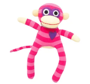 Cuddly toy sock monkey mini stripes pink/pink