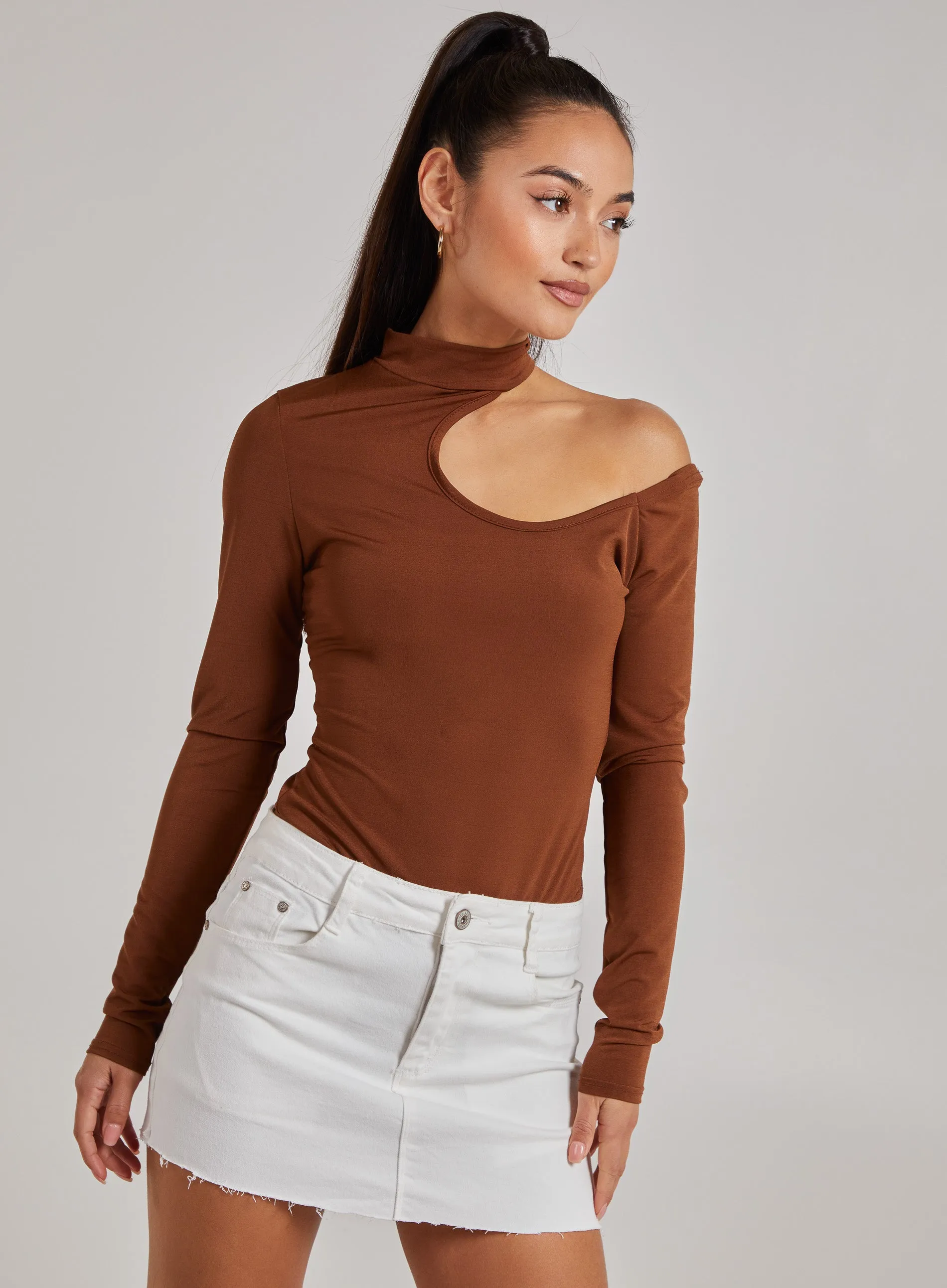 Cut Out Shoulder Bodysuit