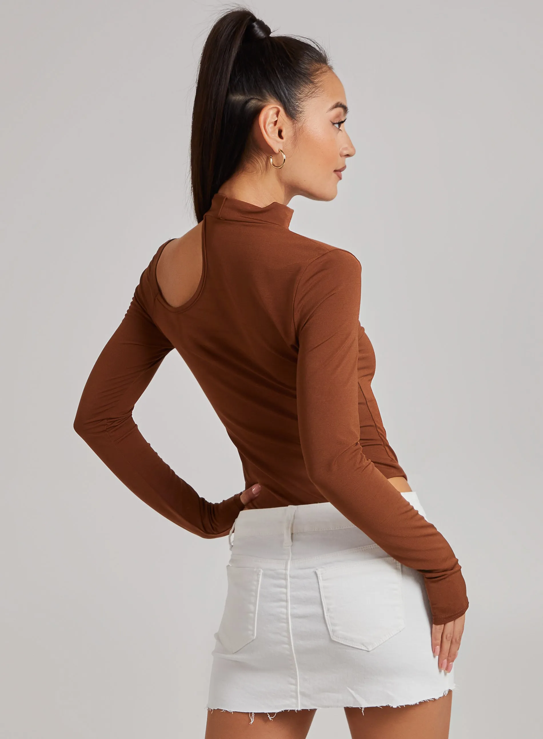 Cut Out Shoulder Bodysuit