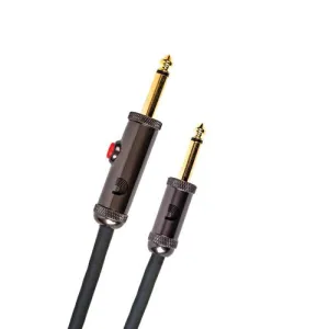 D'Addario PW-AGL-10 Circuit Breaker Straight to Straight Instrument Cable with Latching Switch- 10 foot