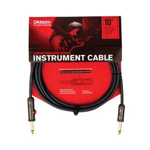 D'Addario PW-AGL-10 Circuit Breaker Straight to Straight Instrument Cable with Latching Switch- 10 foot
