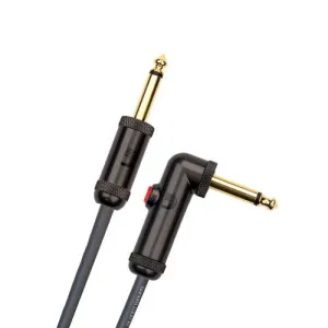 D'Addario PW-AGLRA-10 Circuit Breaker Straight to Right Angle Instrument Cable with Latching Switch - 10 foot