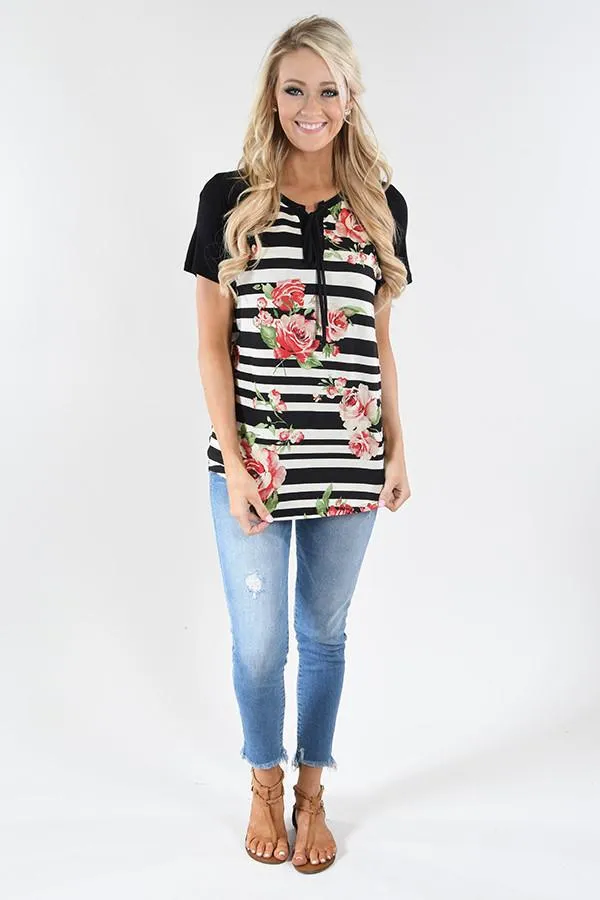 Dance Party Floral & Stripes Top