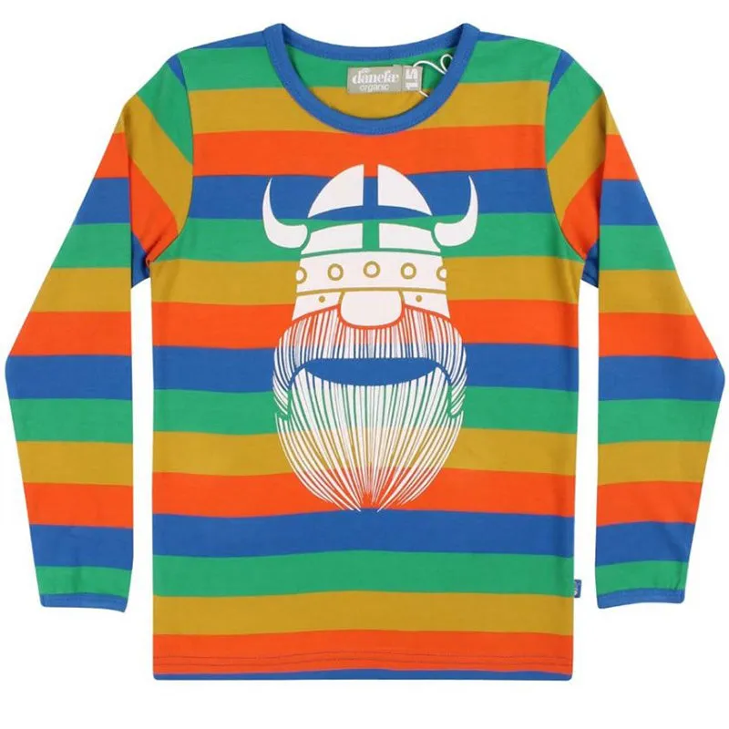 Danefae Organic Erik the Viking Kids Top - Joker Rainbow Stripe