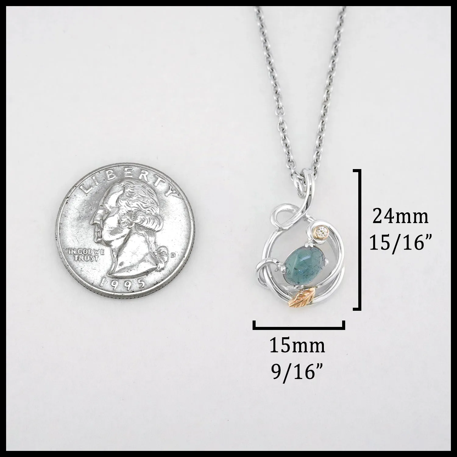 Diamond and Blue Tourmaline Nature Pendant
