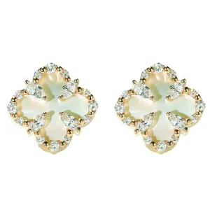 Diamond and Mother of Pearl Lucky Clover Stud Earrings