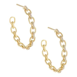 Diamond Chain Link Hoop Earring 14K