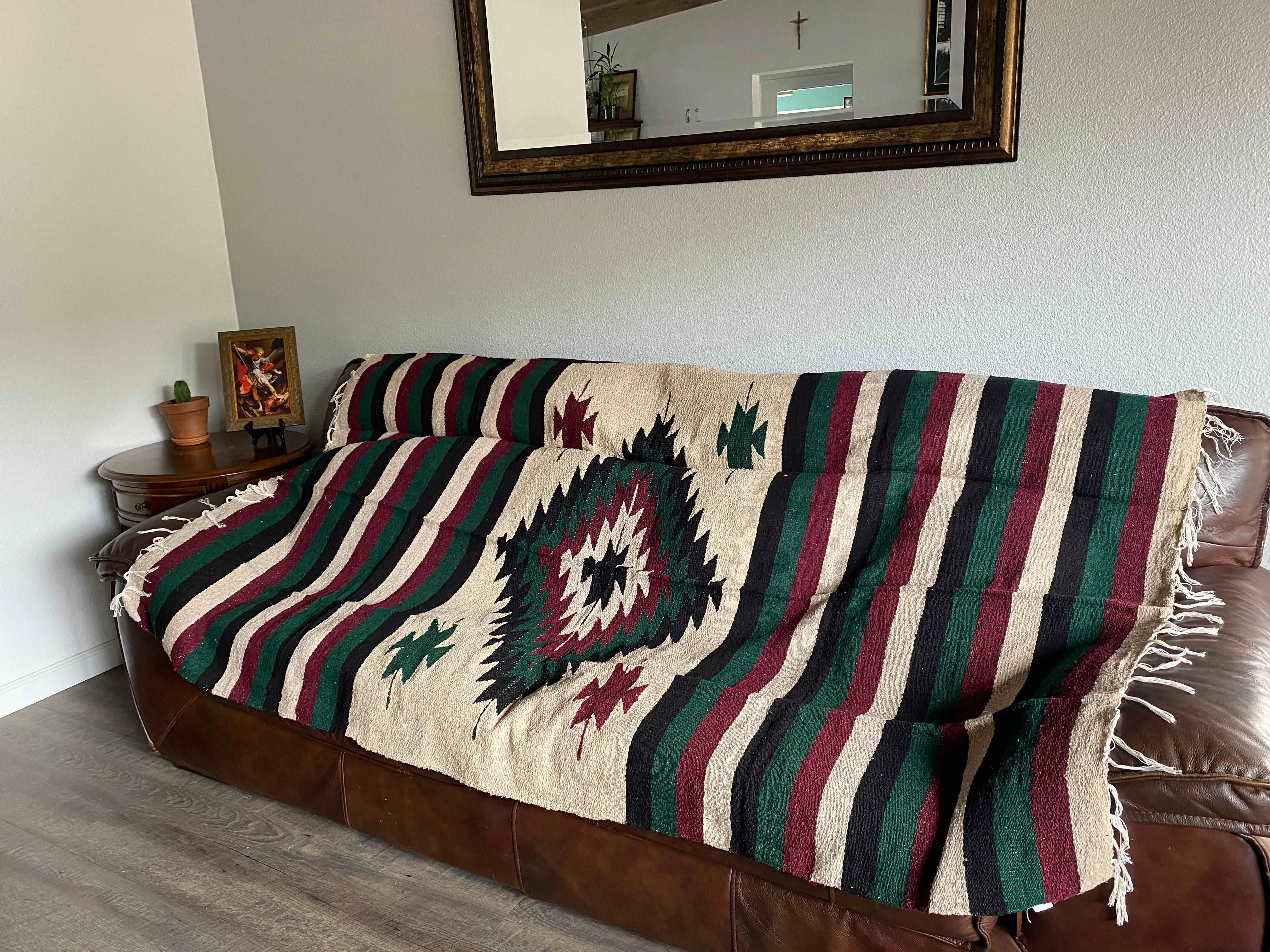 Diamond Handwoven Multi-Colored Mexican Baja Blanket