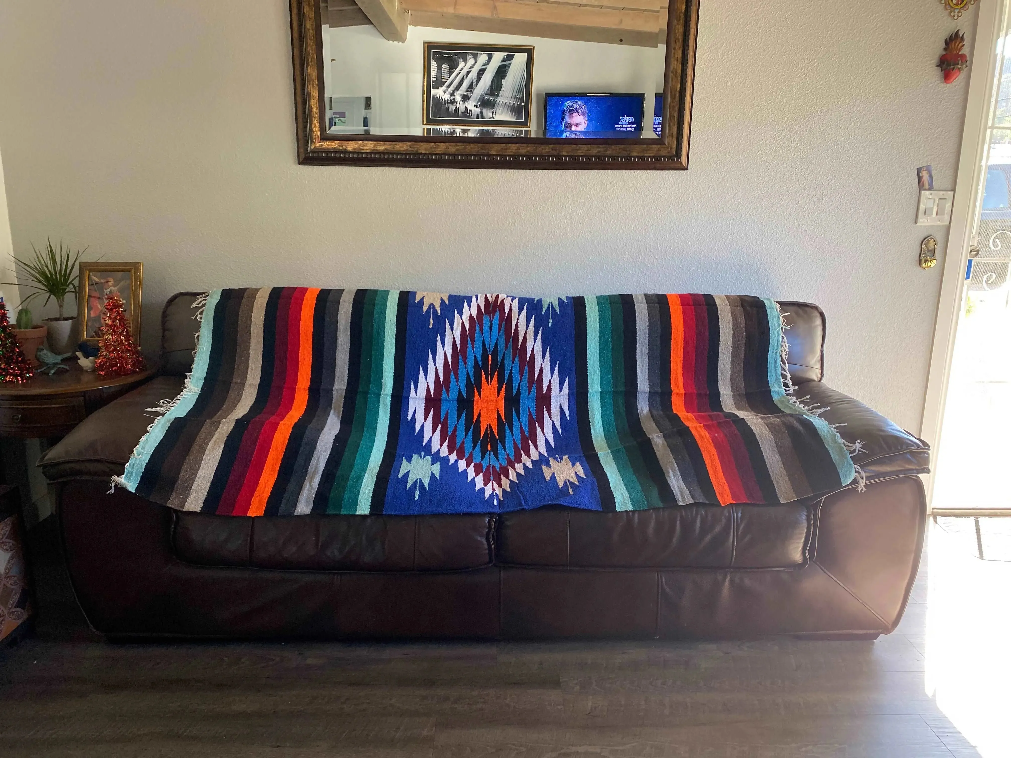 Diamond Handwoven Multi-Colored Mexican Baja Blanket