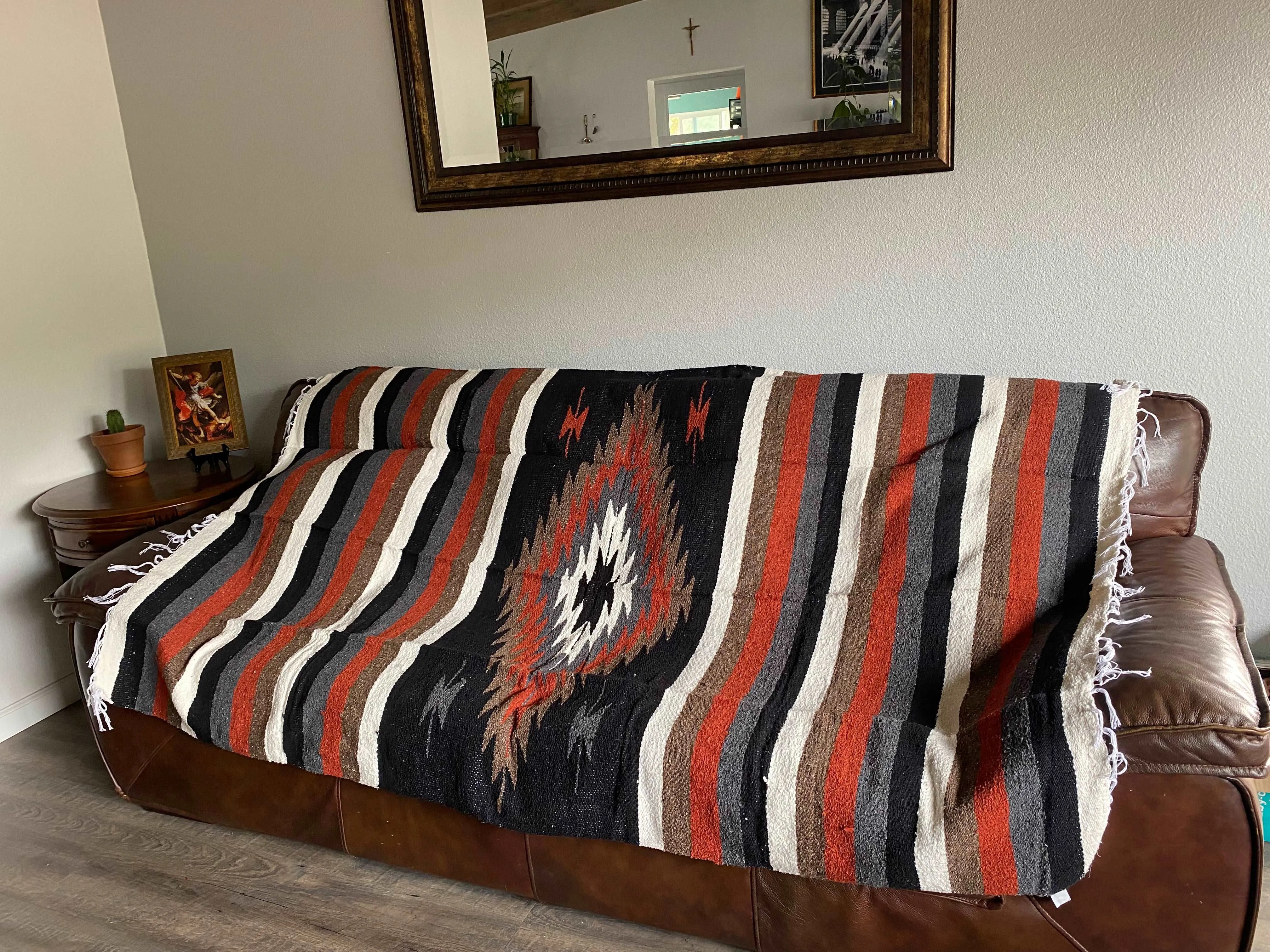 Diamond Handwoven Multi-Colored Mexican Baja Blanket