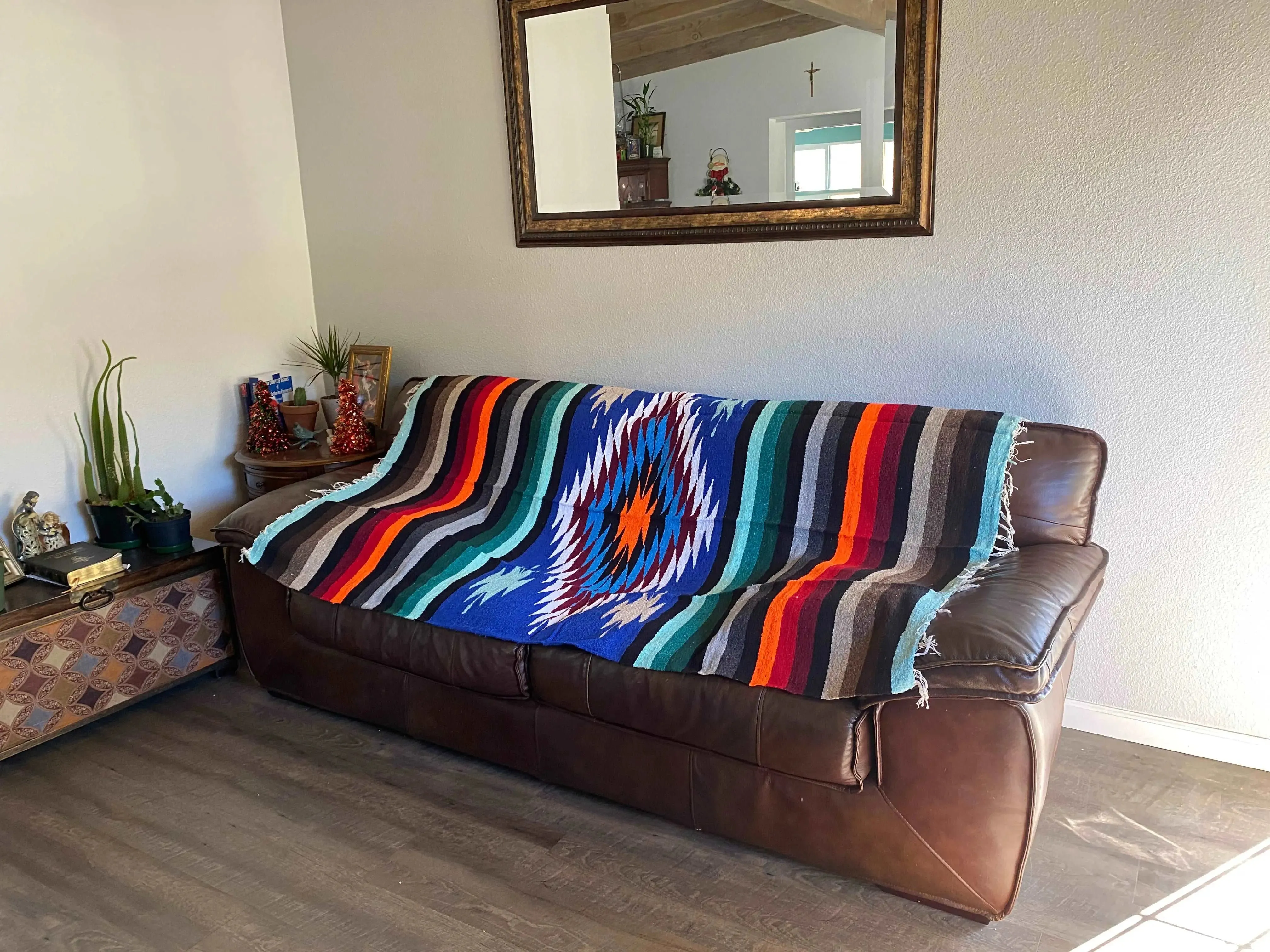 Diamond Handwoven Multi-Colored Mexican Baja Blanket