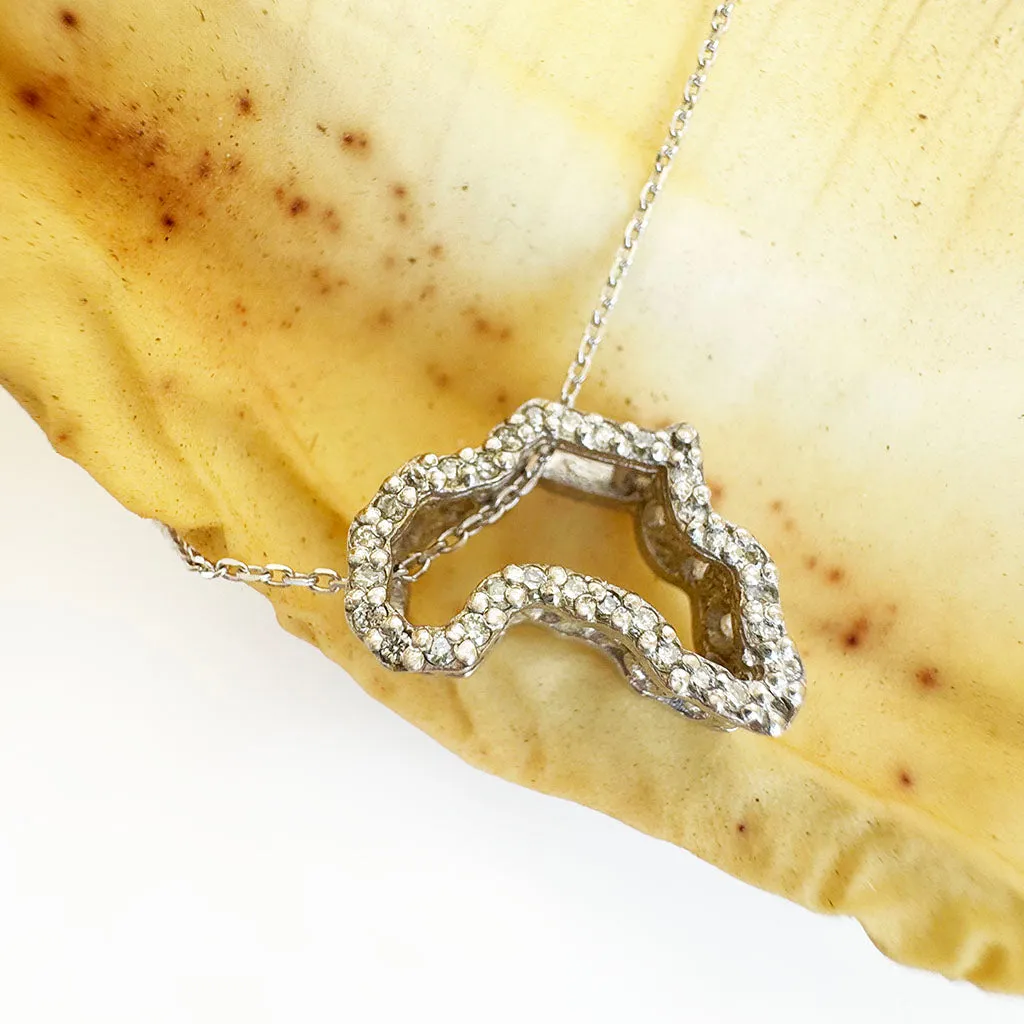 Diamond Studded 9-carat White Gold Africa Pendant