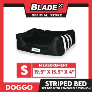 Doggo Striped Bed Black with White Striped (Small) with Removable Cushion