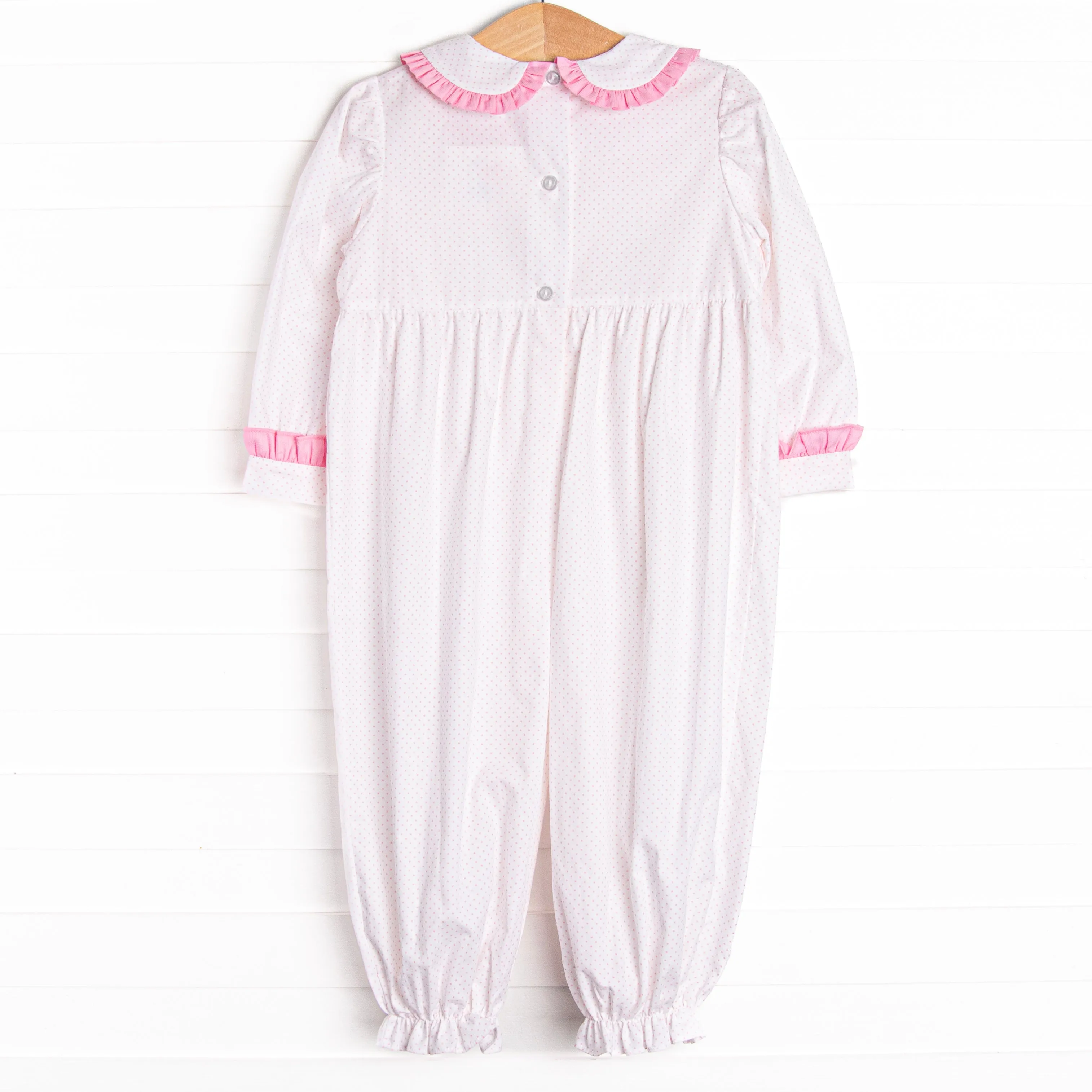 Dots and Decorations Smocked Romper, Pink