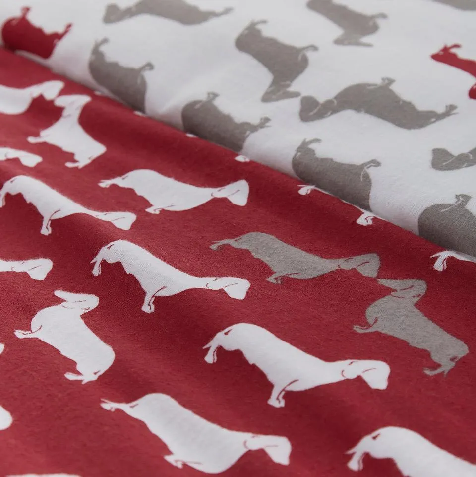 Dudley Love 100% Brushed Cotton Duvet Cover Set - Red
