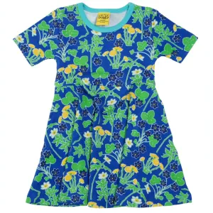 DUNS Sweden Kids Coltsfoot Skater Dress - Short Sleeve - Blue - Generous Sizing