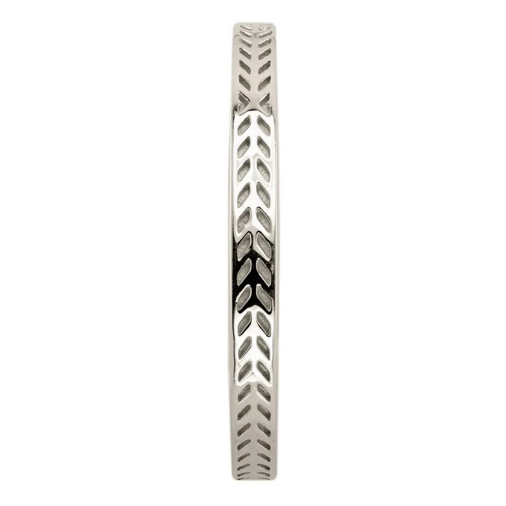 Eco Friendly Chevron Wedding Band, 14K White Gold