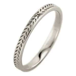 Eco Friendly Chevron Wedding Band, 14K White Gold