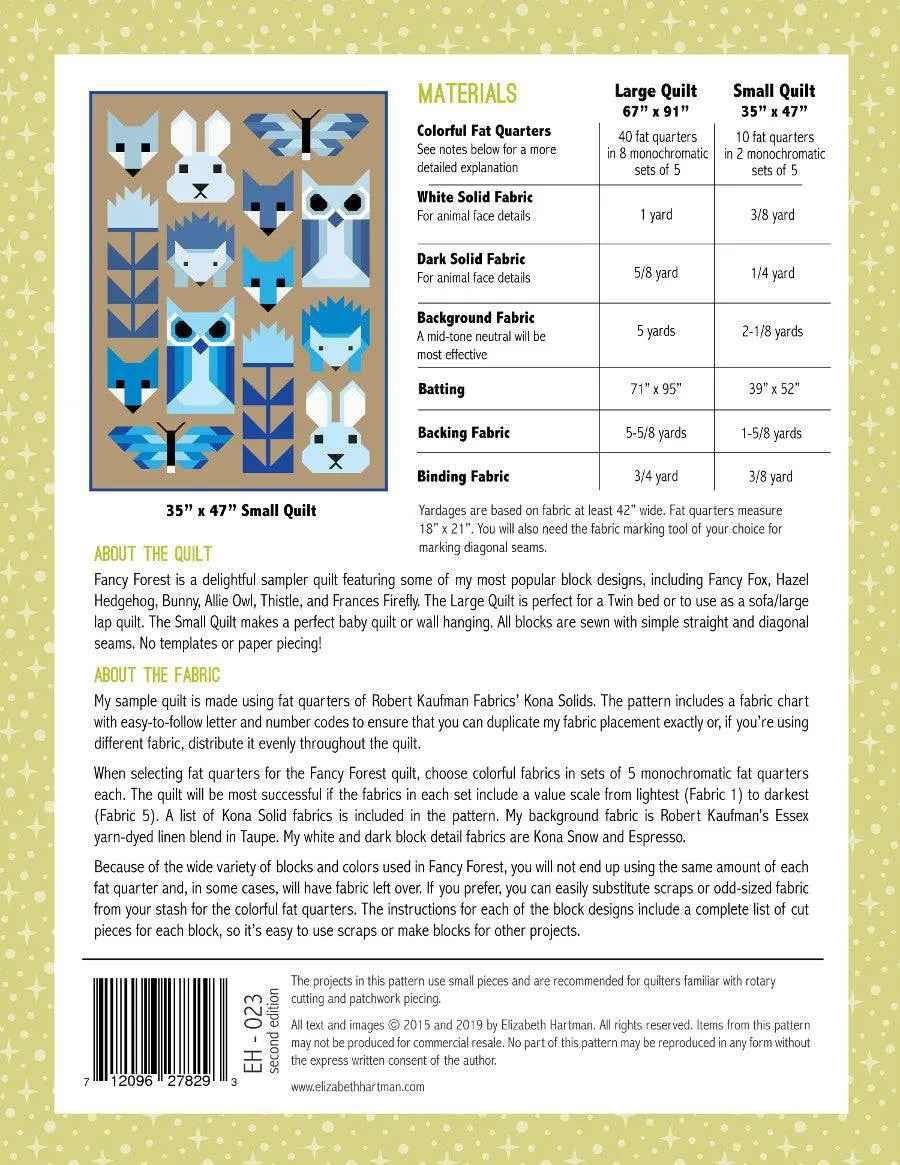 Elizabeth Hartman - Fancy Forest - Quilt Sampler Pattern