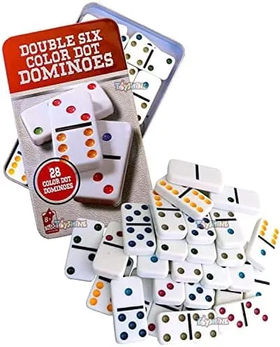 Embellished Double Six Color Dot Dominoes Set Black Party & Fun Games Board Game