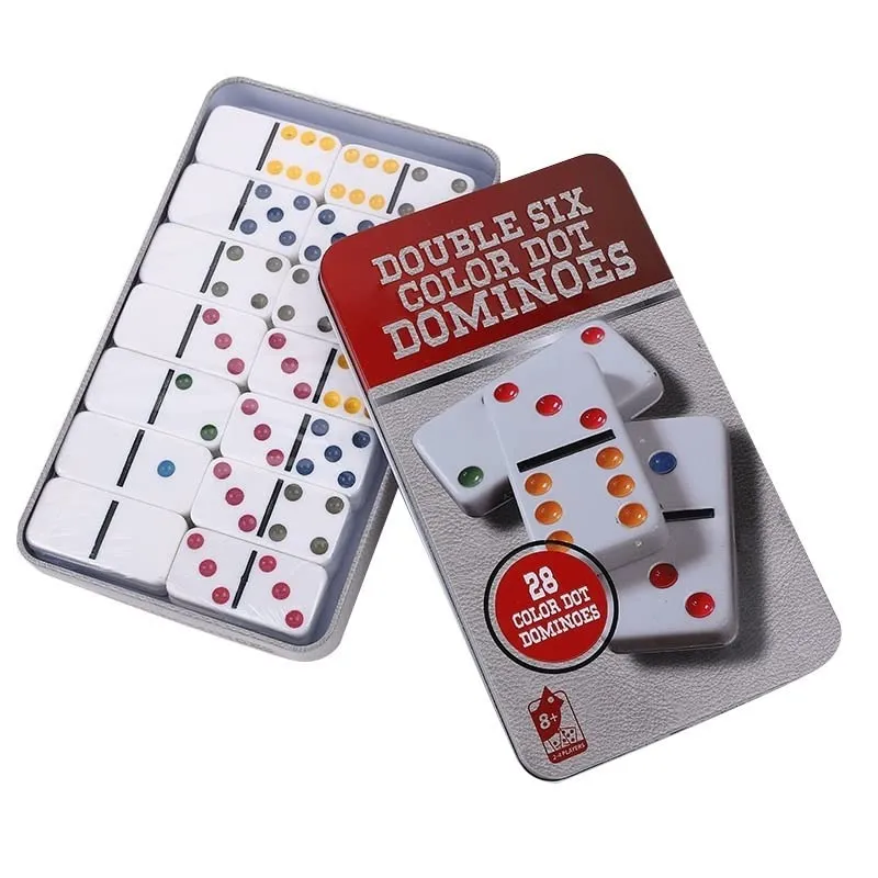 Embellished Double Six Color Dot Dominoes Set Black Party & Fun Games Board Game