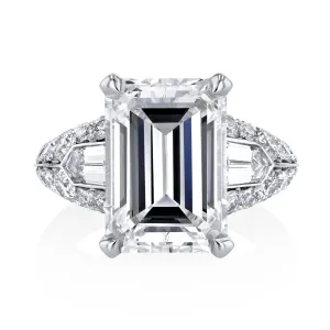 Emerald Cut 7.54 ct Platinum Diamond Engagement Ring (Pre-Order)