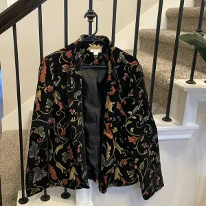 Erin London Vintage Floral Black Tapestry Blazer  Large
