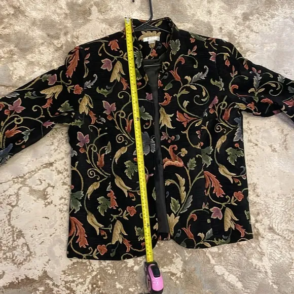 Erin London Vintage Floral Black Tapestry Blazer  Large