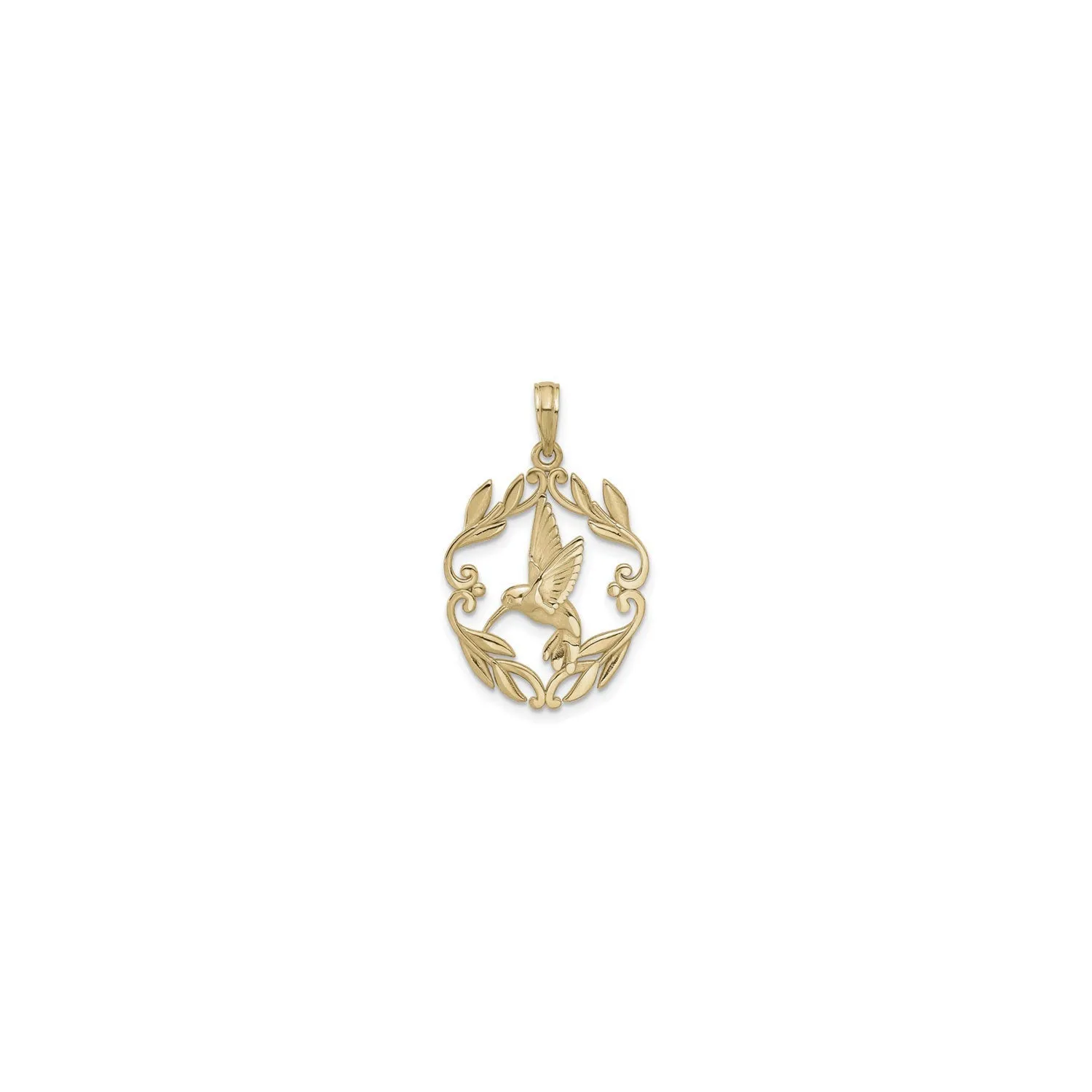 Fancy Leaf Hummingbird Pendant (14K)