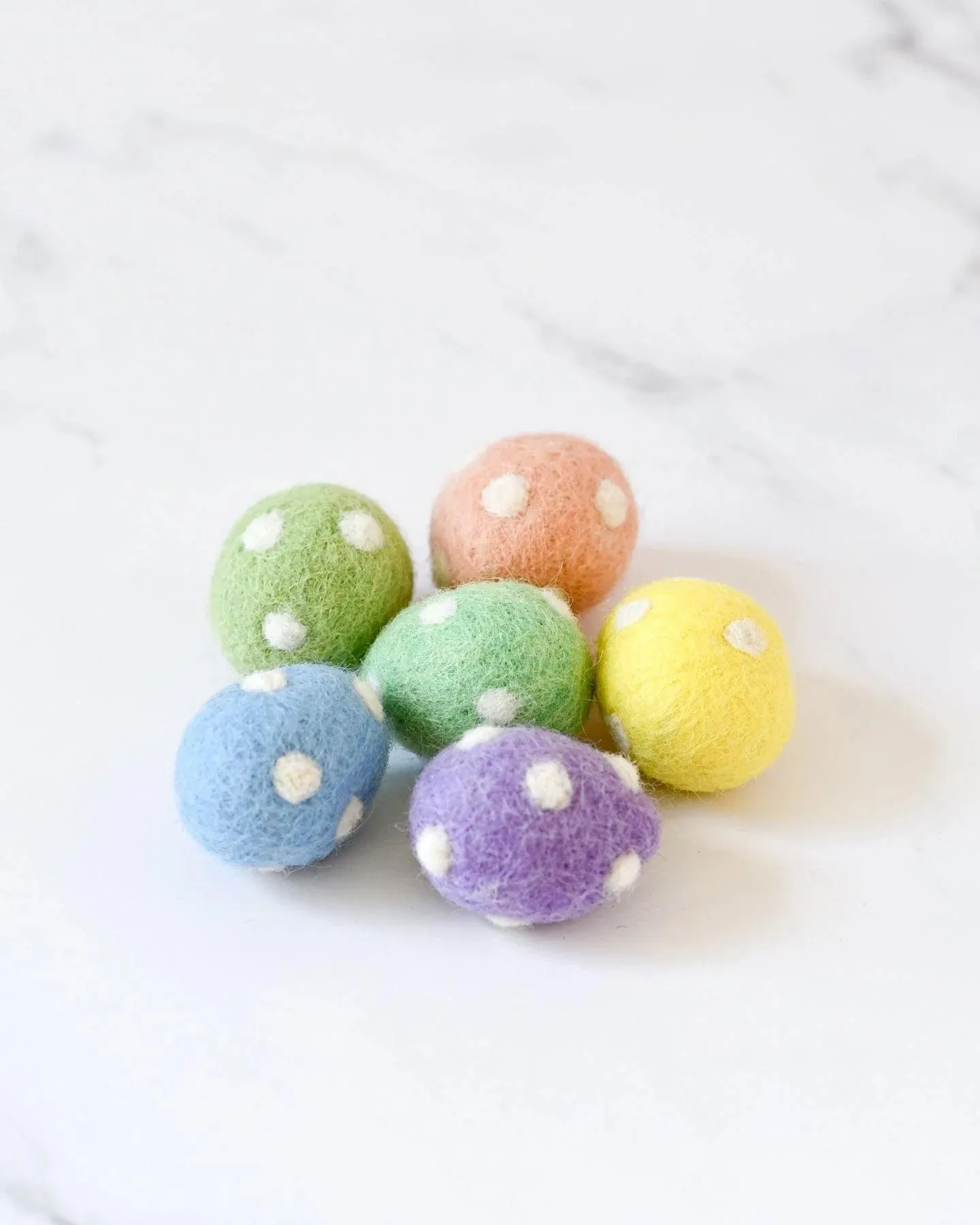 Felt Pastel Polka Dots Eggs (Set of 6)