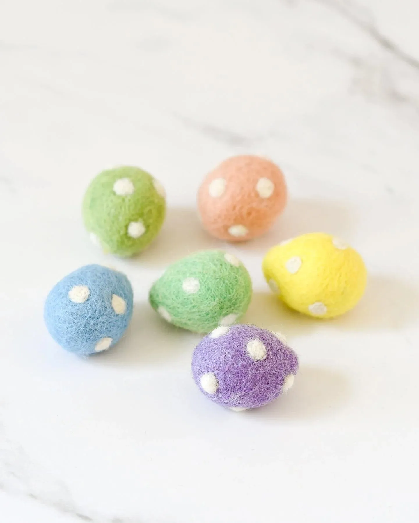 Felt Pastel Polka Dots Eggs (Set of 6)