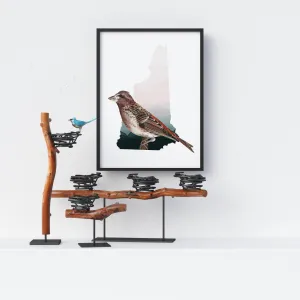 Finch Image Art Print, New Hampshire State Bird Wall Decor, Cute Finch Home Decor, NH Nature Print for Bird Lovers