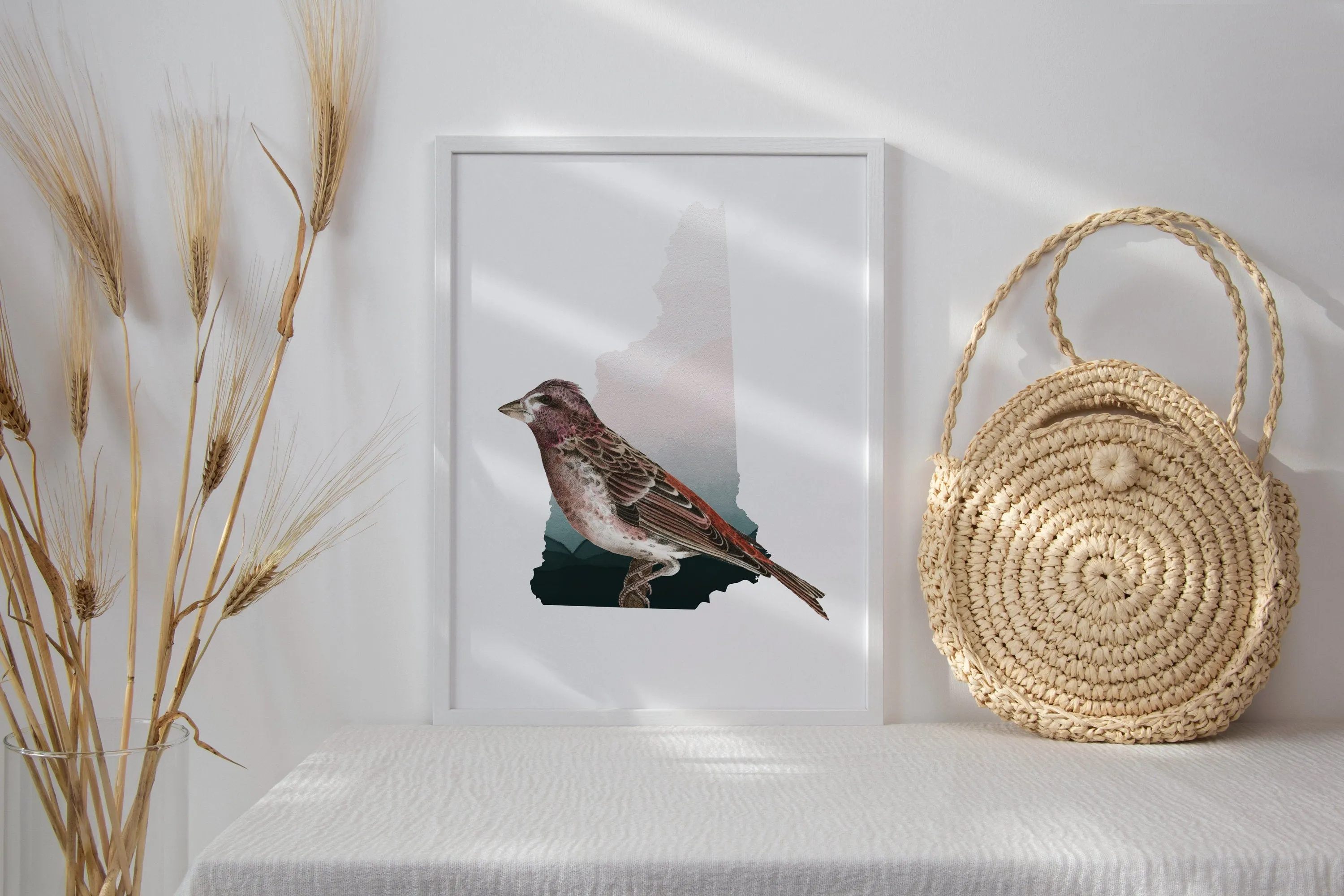 Finch Image Art Print, New Hampshire State Bird Wall Decor, Cute Finch Home Decor, NH Nature Print for Bird Lovers
