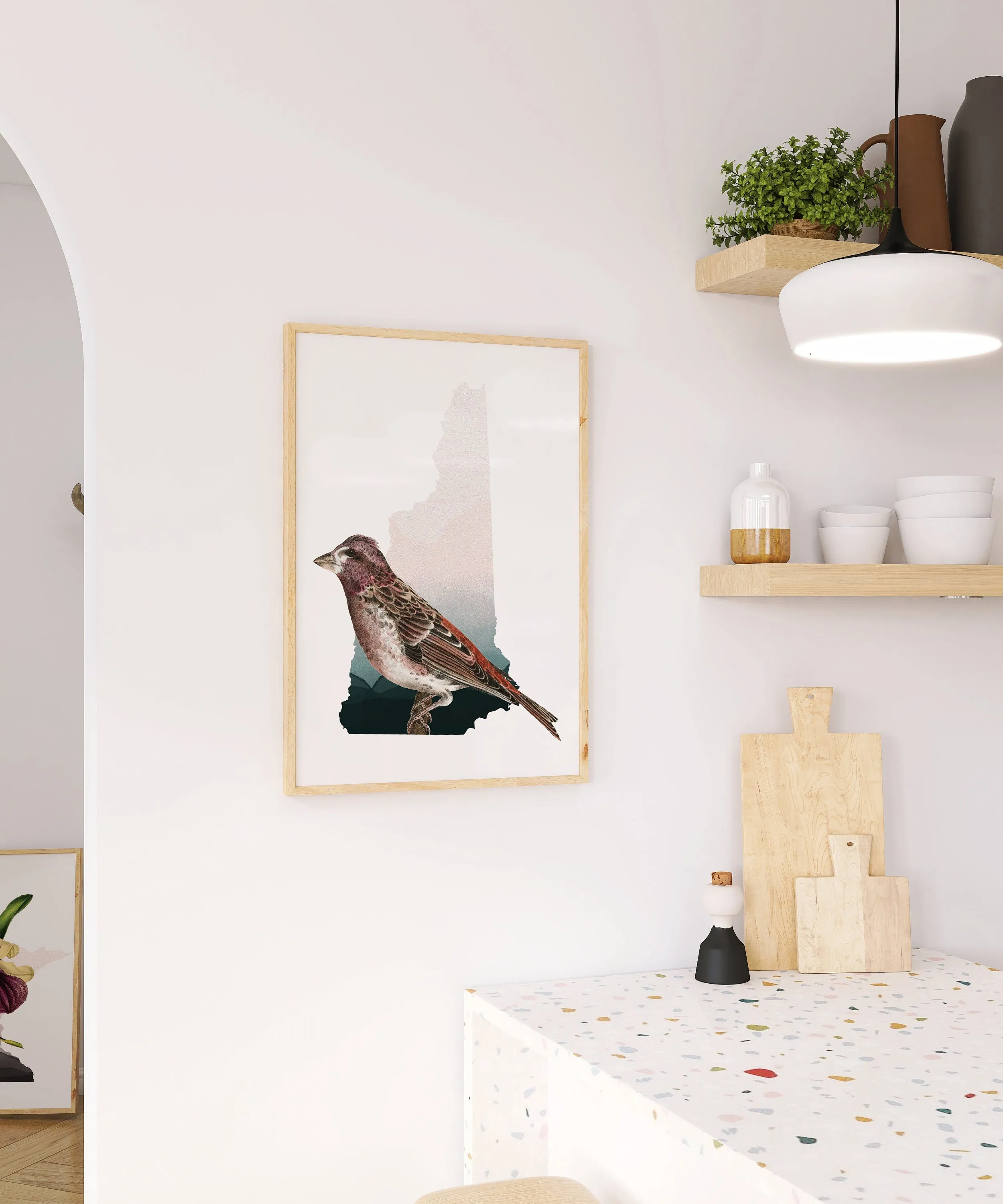 Finch Image Art Print, New Hampshire State Bird Wall Decor, Cute Finch Home Decor, NH Nature Print for Bird Lovers