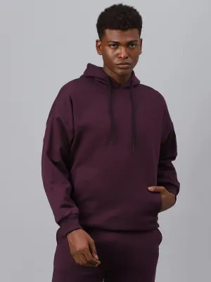 Fitkin Men Purple Fleece hooded sweatshirt