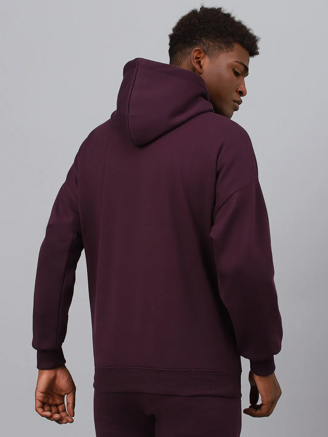 Fitkin Men Purple Fleece hooded sweatshirt