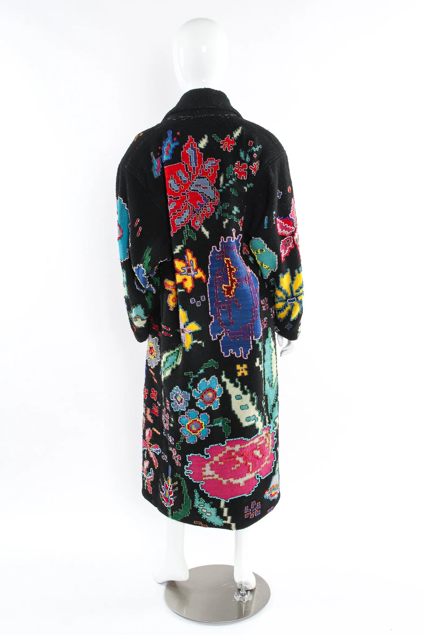 Floral Beaded Wool Overcoat