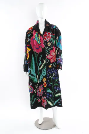 Floral Beaded Wool Overcoat