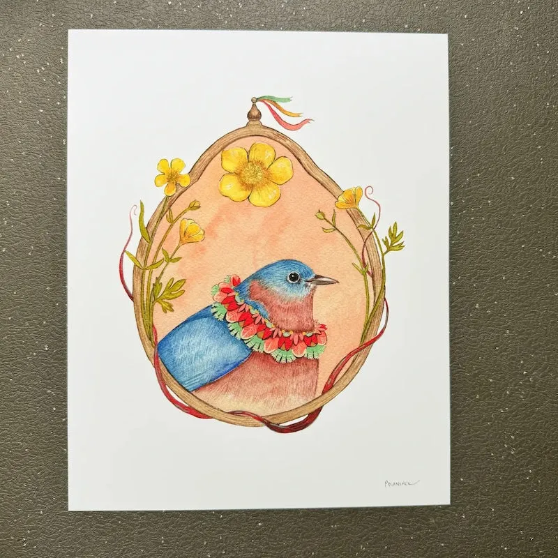 Floral Flight Crew: Bluebird of Buttercups 8x10 Print