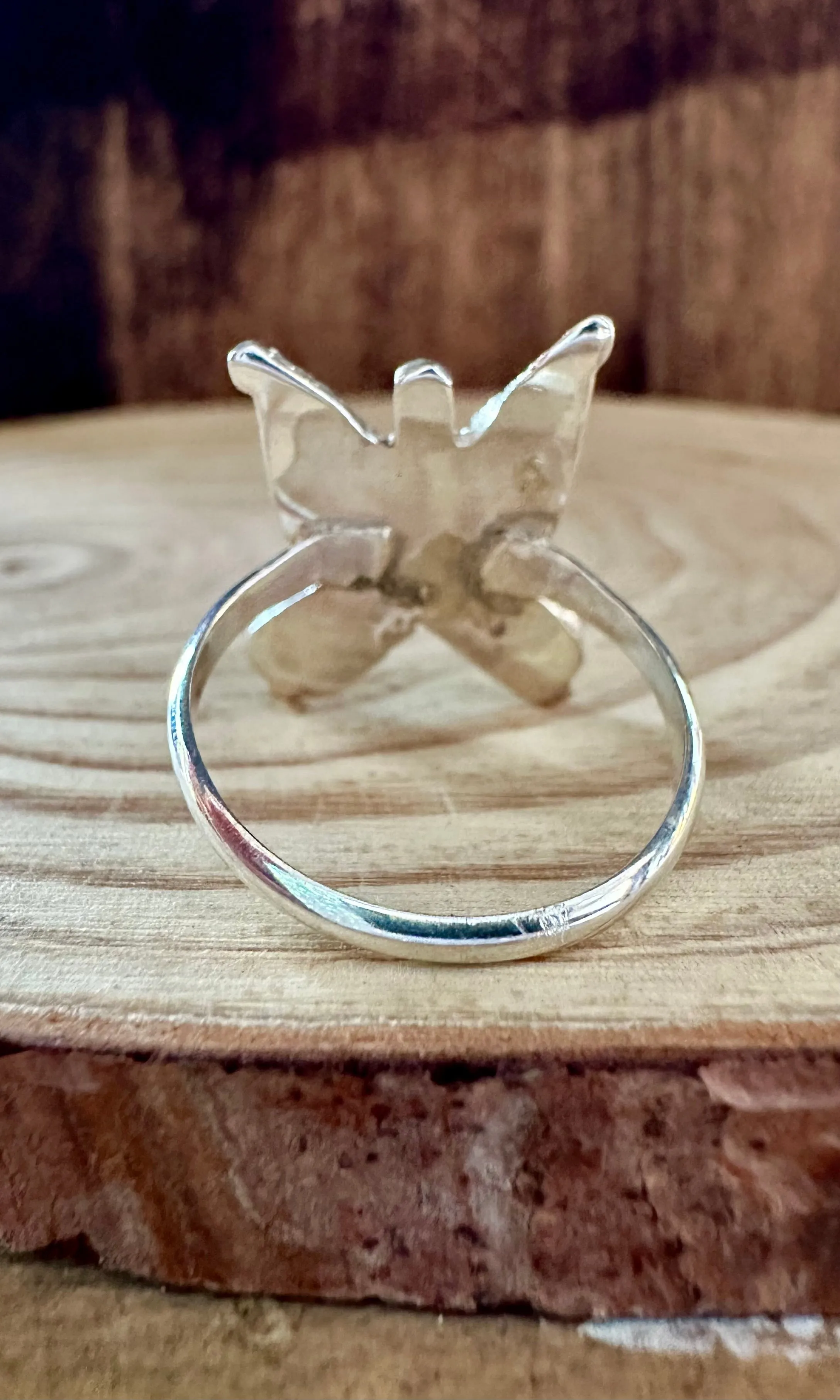 FLYING BUTTERFLY Opal and Silver Ring • Size 7 1/2