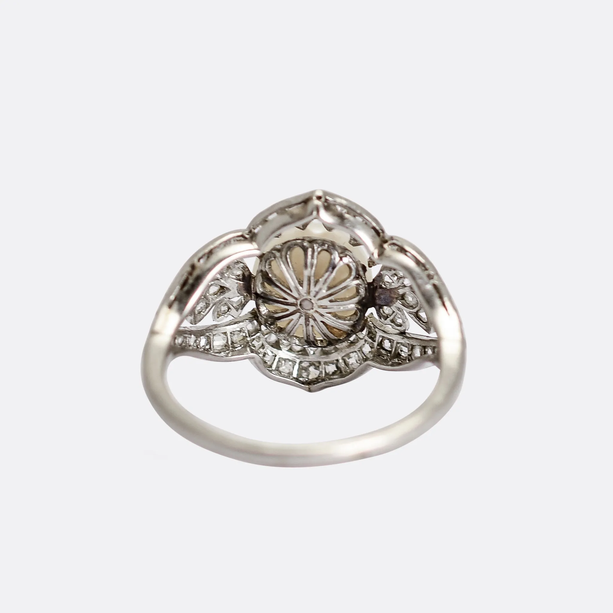 French Belle Epoque Pearl & Diamond Cocktail Ring