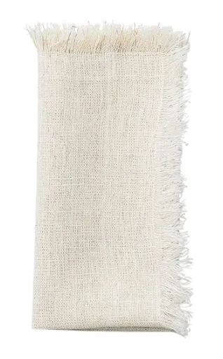 Fringe Napkin in White and Gold