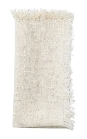 Fringe Napkin in White and Gold