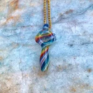 Functional Glass Micro Pipe Weed Necklace - Rainbow
