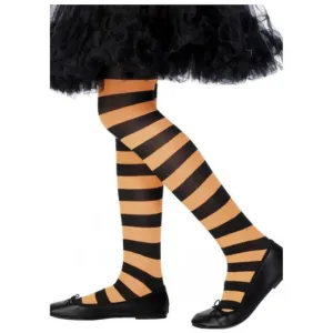 Funky Witch Tights - Orange/Black - Child